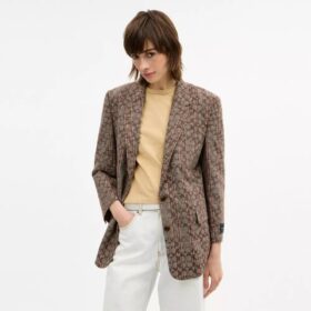 Blazer de un solo pecho con diseño de cuadros «Signature C»