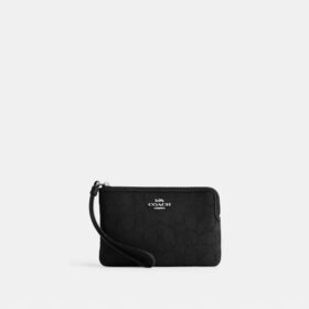 Bolsa de pulsera con cremallera en esquina en jacquard Signature