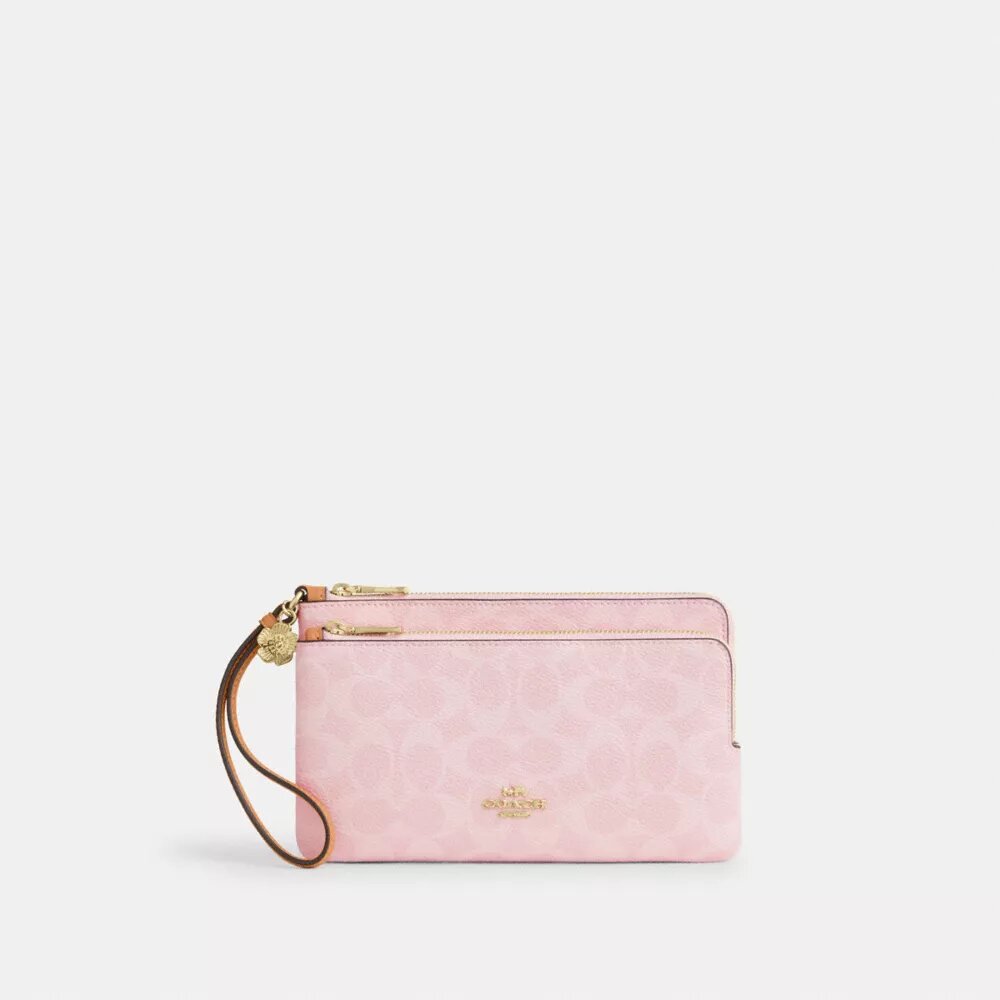 Bolsa de pulsera con doble cremallera en Signature Canvas con Charms