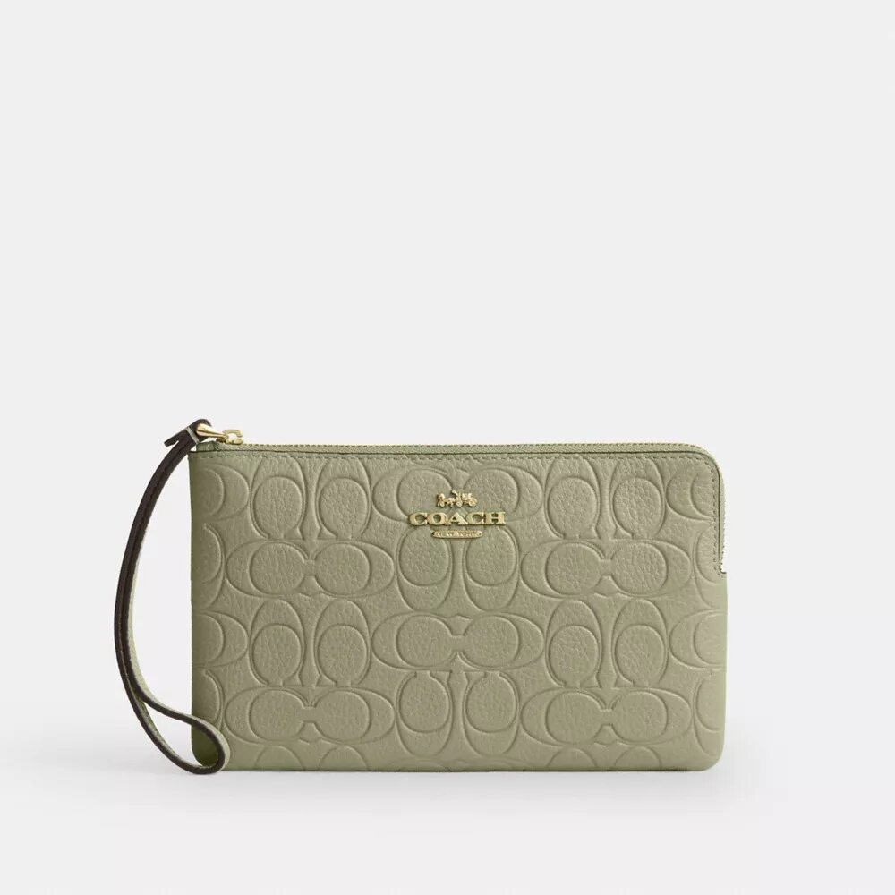 Bolsa de pulsera grande con cremallera en la esquina, en cuero exclusivo