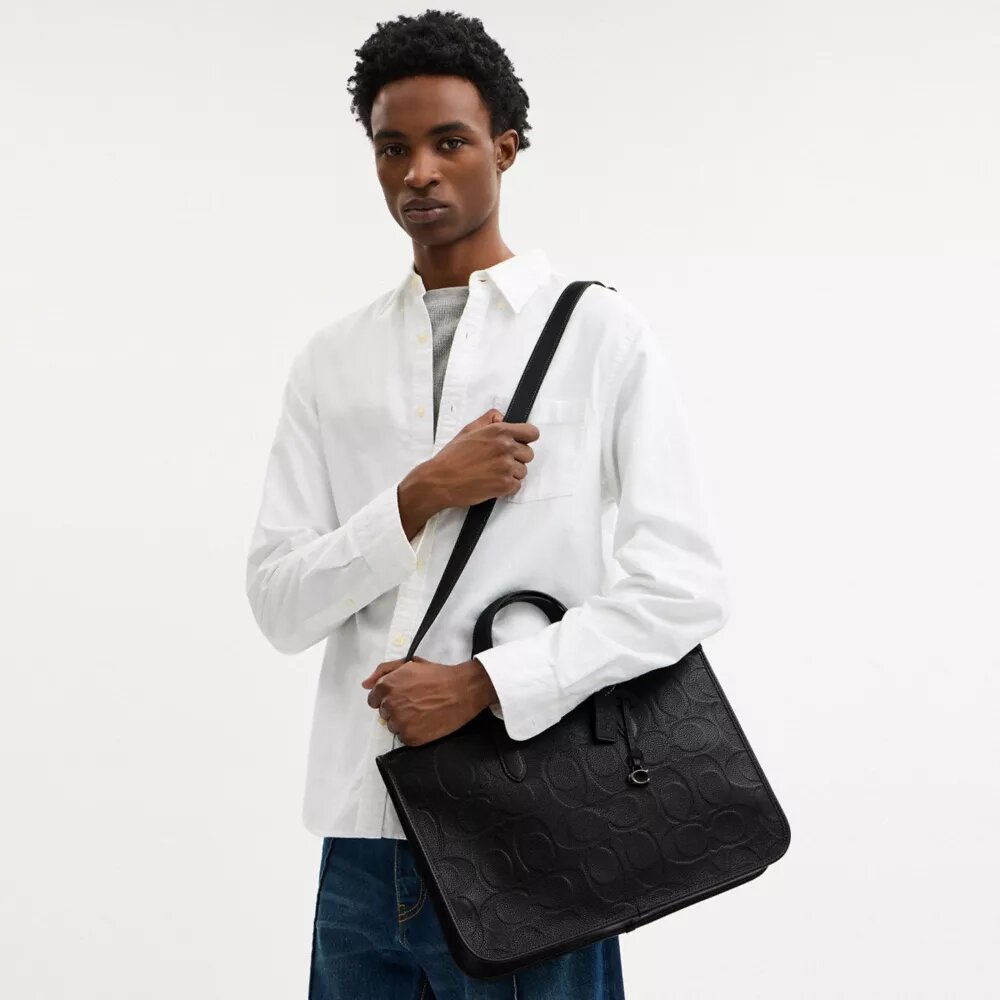 Bolsa de trabajo Isaac en cuero Signature Maxi