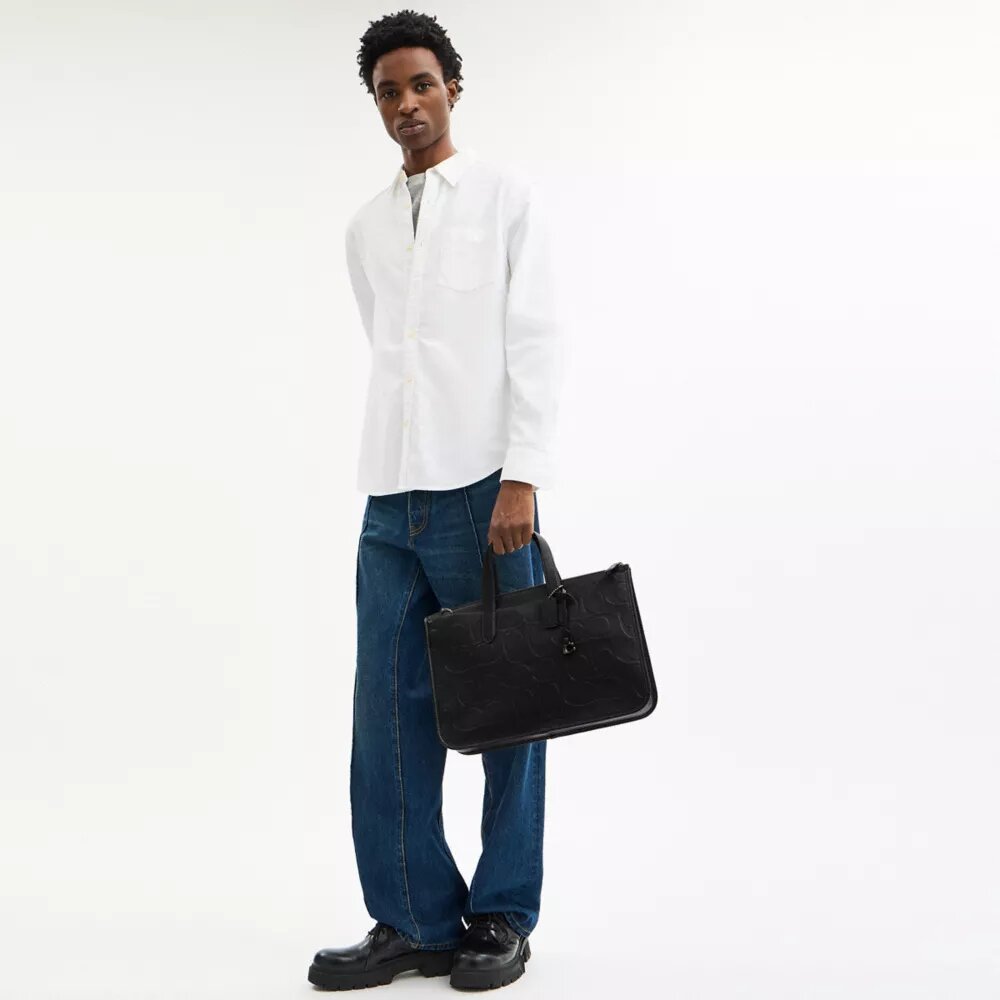Bolsa de trabajo Isaac en cuero Signature Maxi