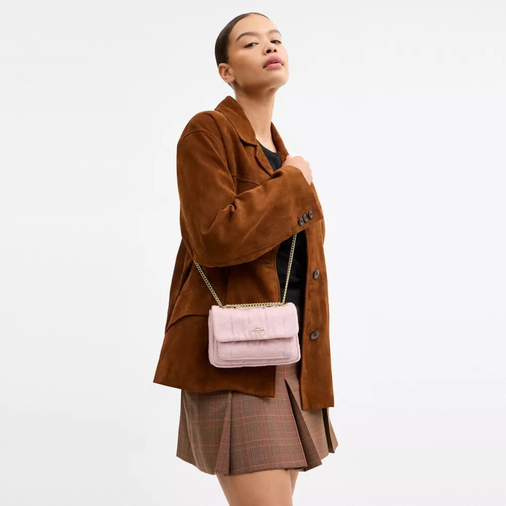 Bolso bandolera Elodie 18 en denim desgastado con acolchado