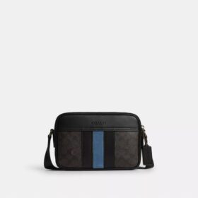 Bolso bandolera Graham en Signature Canvas con rayas universitarias