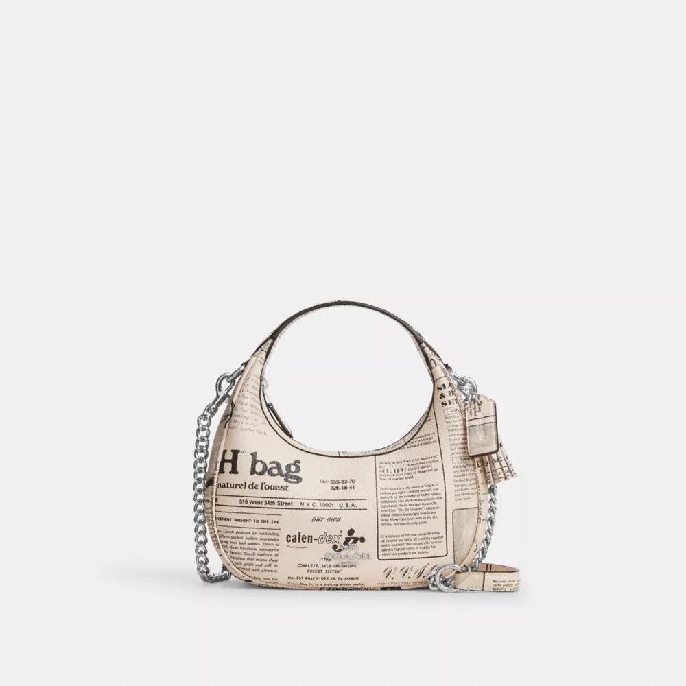 Bolso bandolera mini Carmen con estampado de periódico