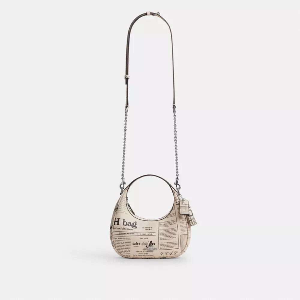 Bolso bandolera mini Carmen con estampado de periódico