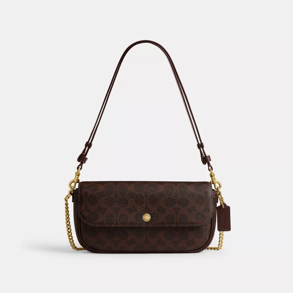Bolso Brook con solapa y cadena en Signature Canvas
