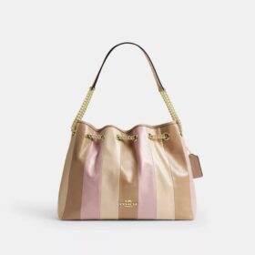 Bolso de hombro Evelyn con patchwork a rayas