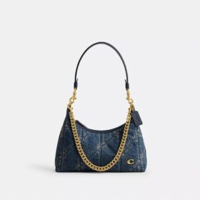 Bolso de hombro Juliet de 25 en denim de algodón regenerativo con acolchado