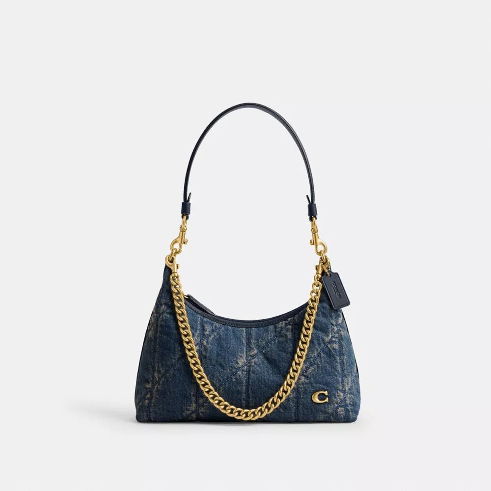 Bolso de hombro Juliet de 25 en denim de algodón regenerativo con acolchado