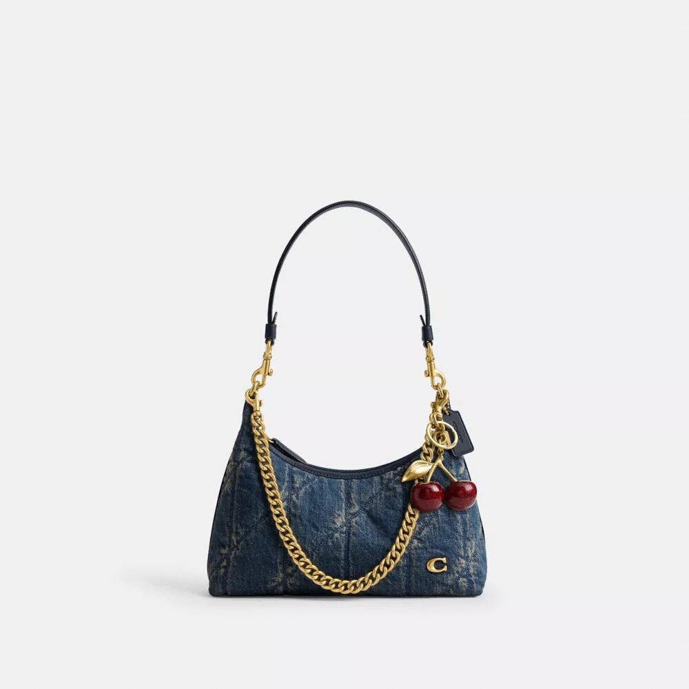Bolso de hombro Juliet de 25 en denim de algodón regenerativo con acolchado