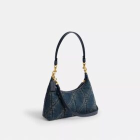 Bolso de hombro Juliet de 25 en denim de algodón regenerativo con acolchado