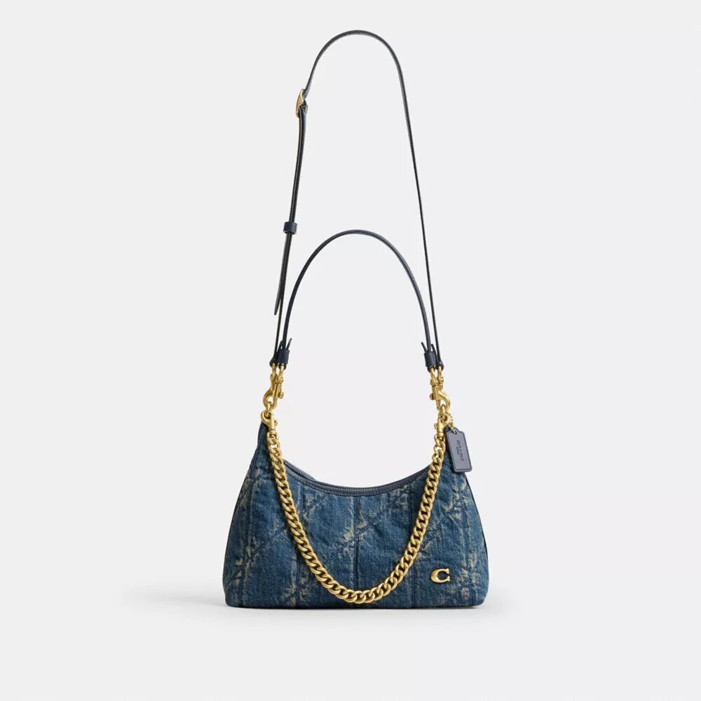Bolso de hombro Juliet de 25 en denim de algodón regenerativo con acolchado