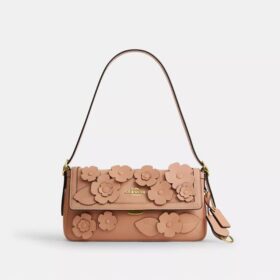 Bolso de hombro pequeño con solapa Etta y aplique floral
