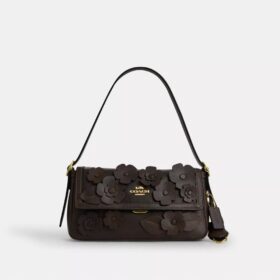 Bolso de hombro pequeño con solapa Etta y aplique floral