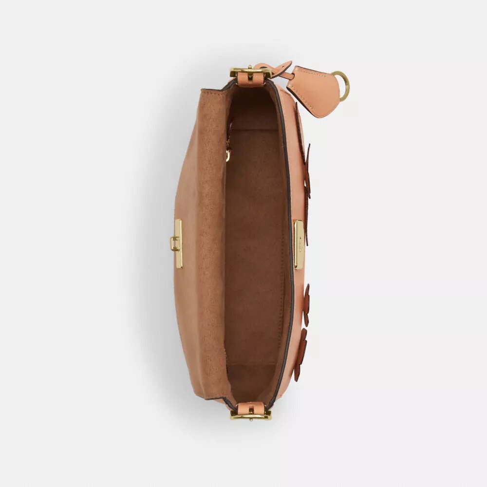 Bolso de hombro pequeño con solapa Etta y aplique floral