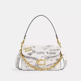 Bolso de hombro Tabby con lengüeta de cadena y estampado Sketch