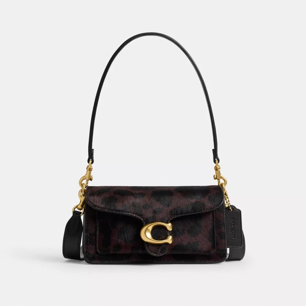 Bolso de hombro Tabby de 20 in de piel de becerro con estampado de leopardo