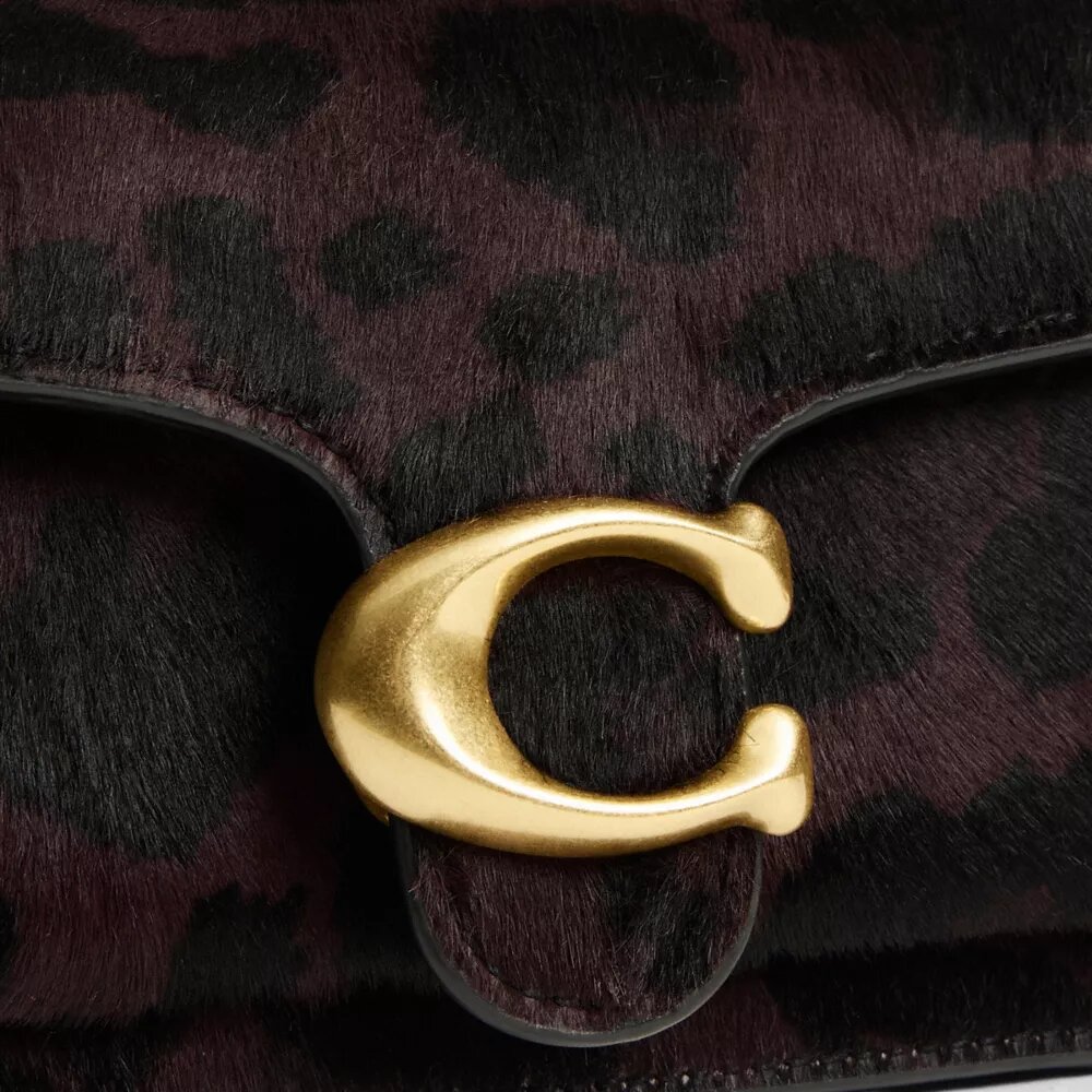 Bolso de hombro Tabby de 20 in de piel de becerro con estampado de leopardo