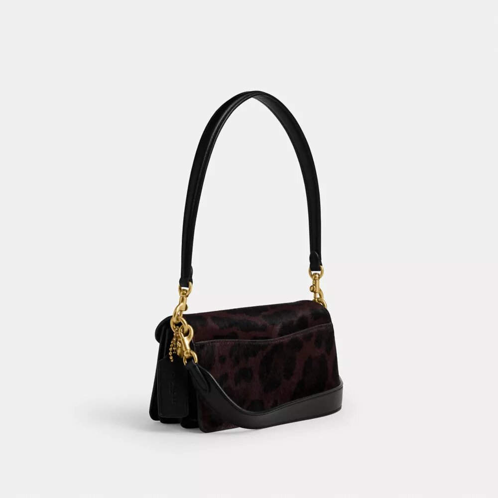 Bolso de hombro Tabby de 20 in de piel de becerro con estampado de leopardo