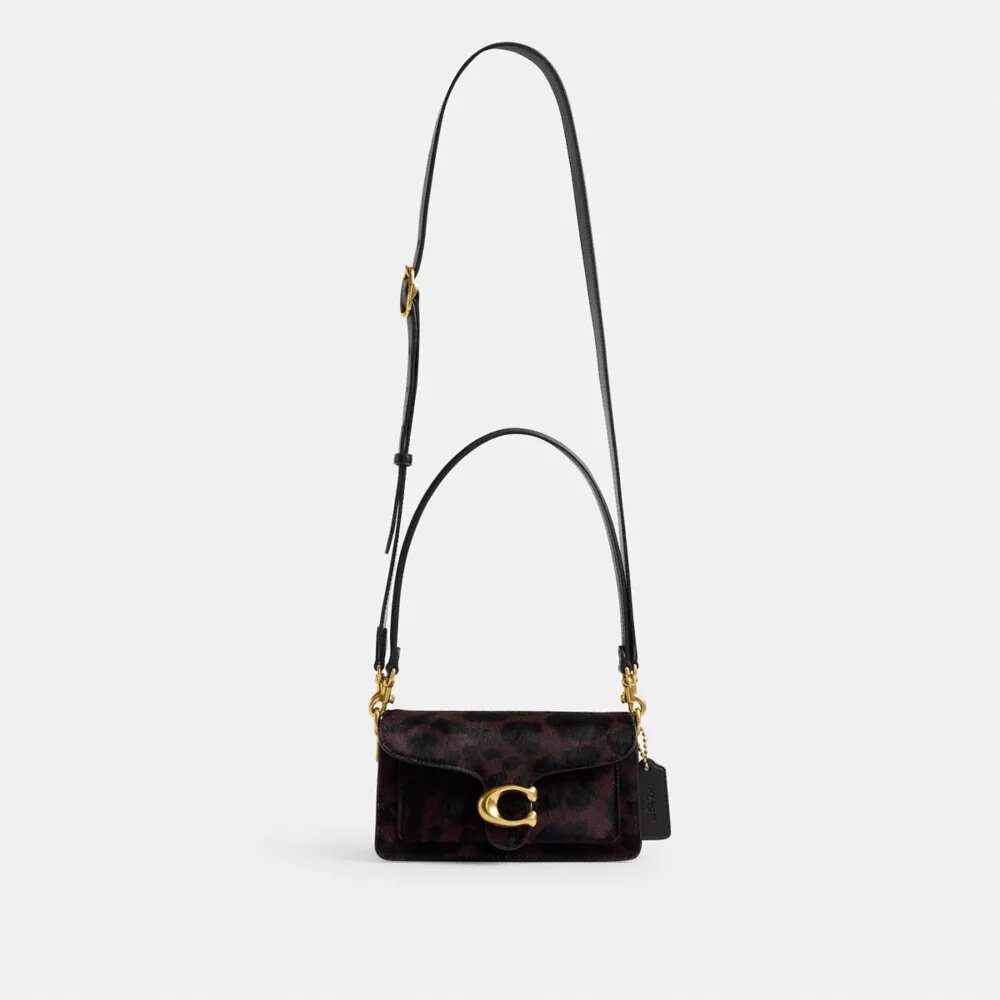 Bolso de hombro Tabby de 20 in de piel de becerro con estampado de leopardo