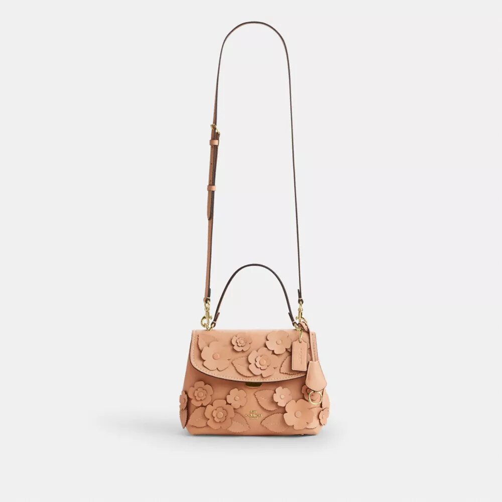 Bolso Emory con asa superior y apliques florales