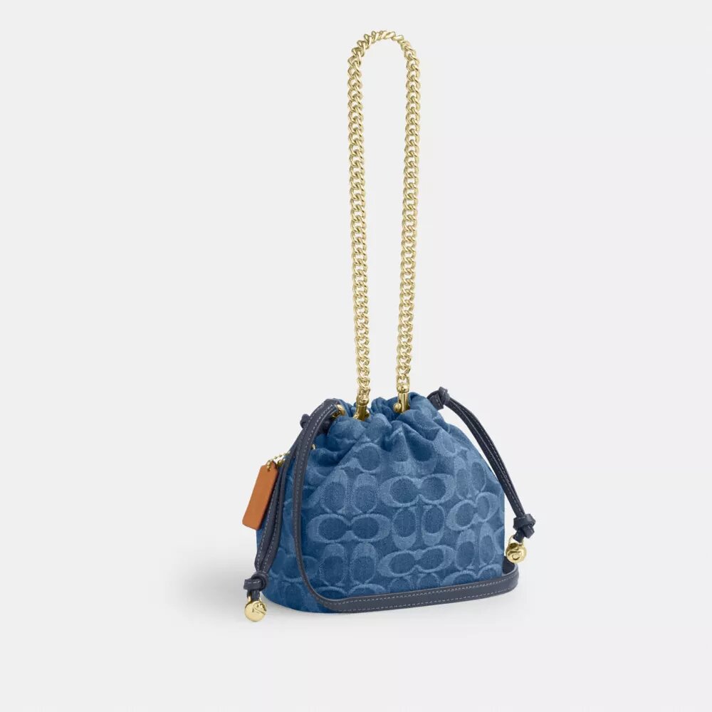 Bolso Faye Mini con cordón en denim exclusivo