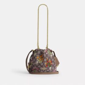 Bolso Faye Mini con cordón en jacquard exclusivo con bordado floral