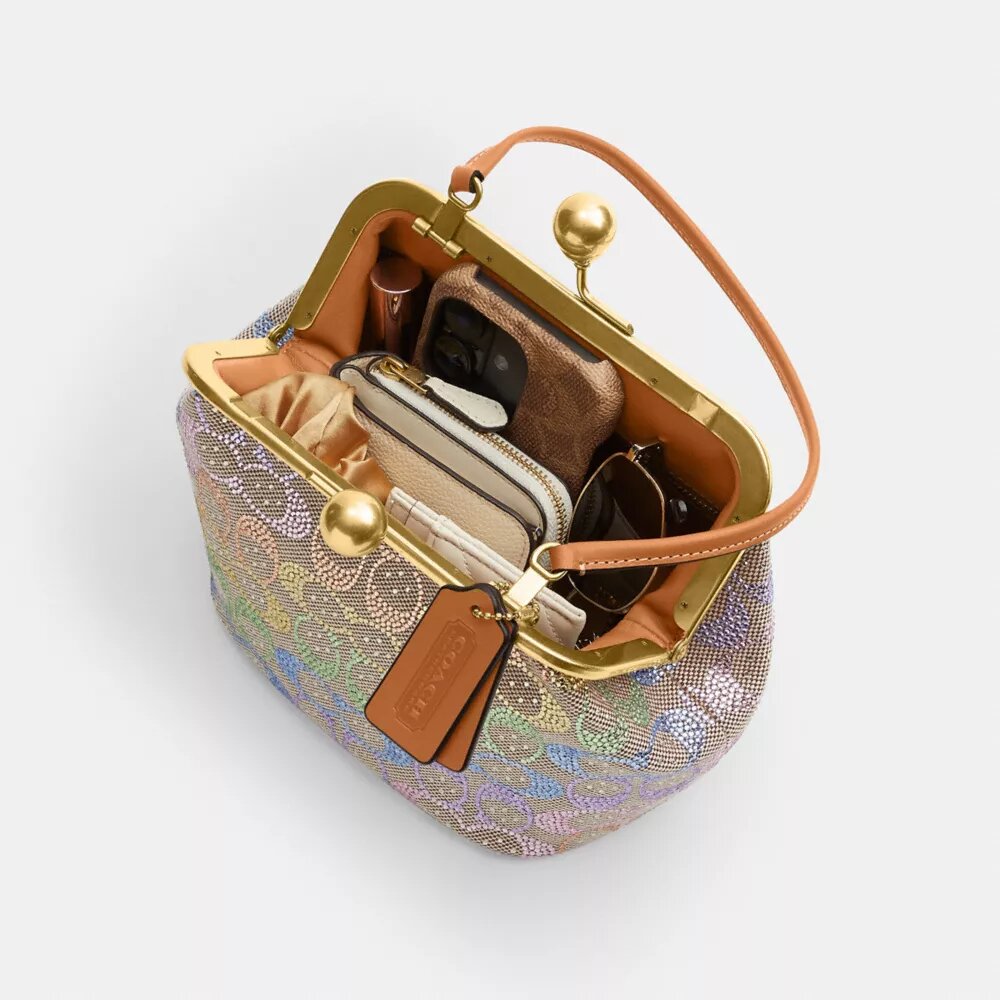 Bolso Kisslock Frame de 16 en jacquard Crystal Signature