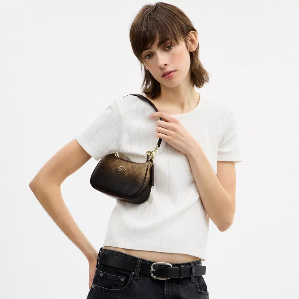 Bolso mini cruzado Teri en lona Signature Canvas
