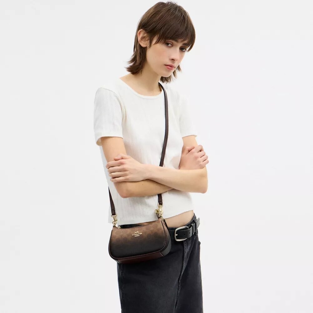 Bolso mini cruzado Teri en lona Signature Canvas