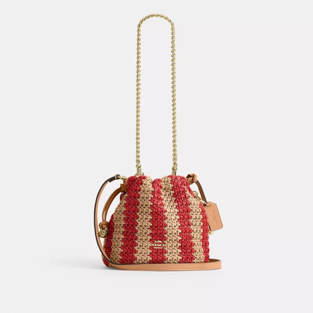 Bolso mini Faye con cordón y rayas