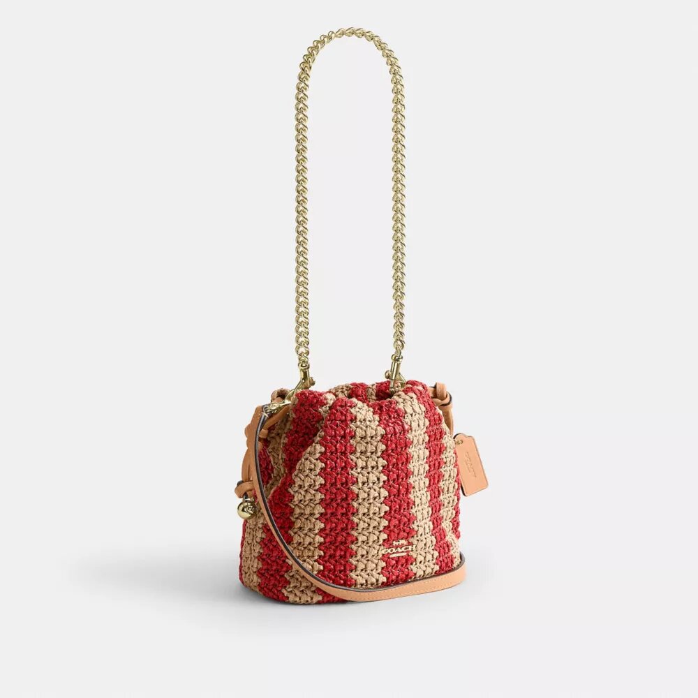 Bolso mini Faye con cordón y rayas