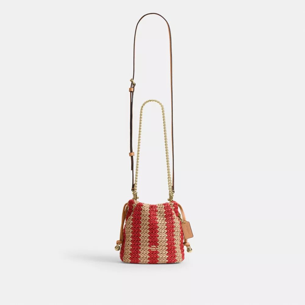 Bolso mini Faye con cordón y rayas