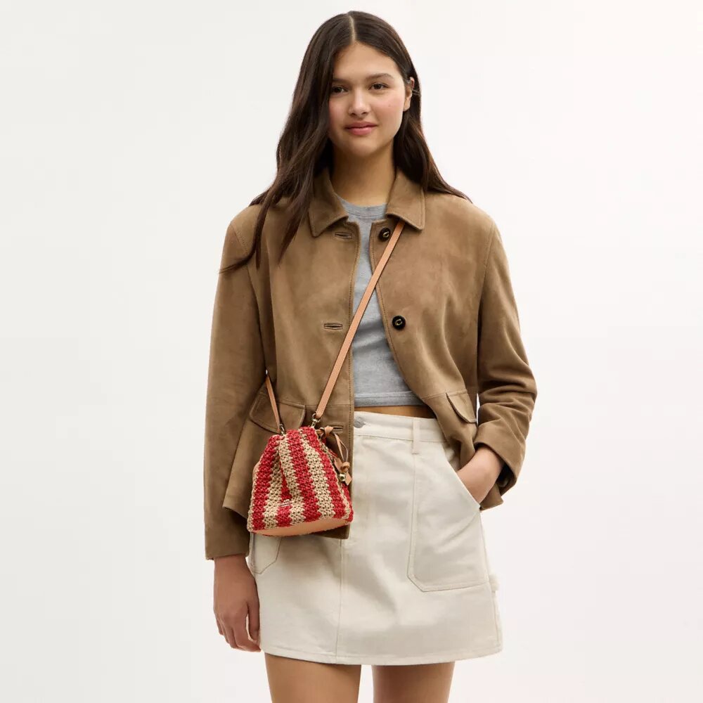 Bolso mini Faye con cordón y rayas