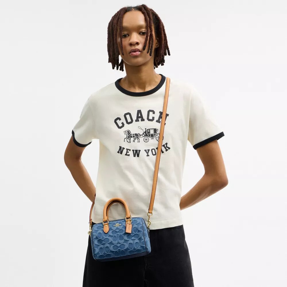 Bolso mini Rowan de bandolera en denim característico