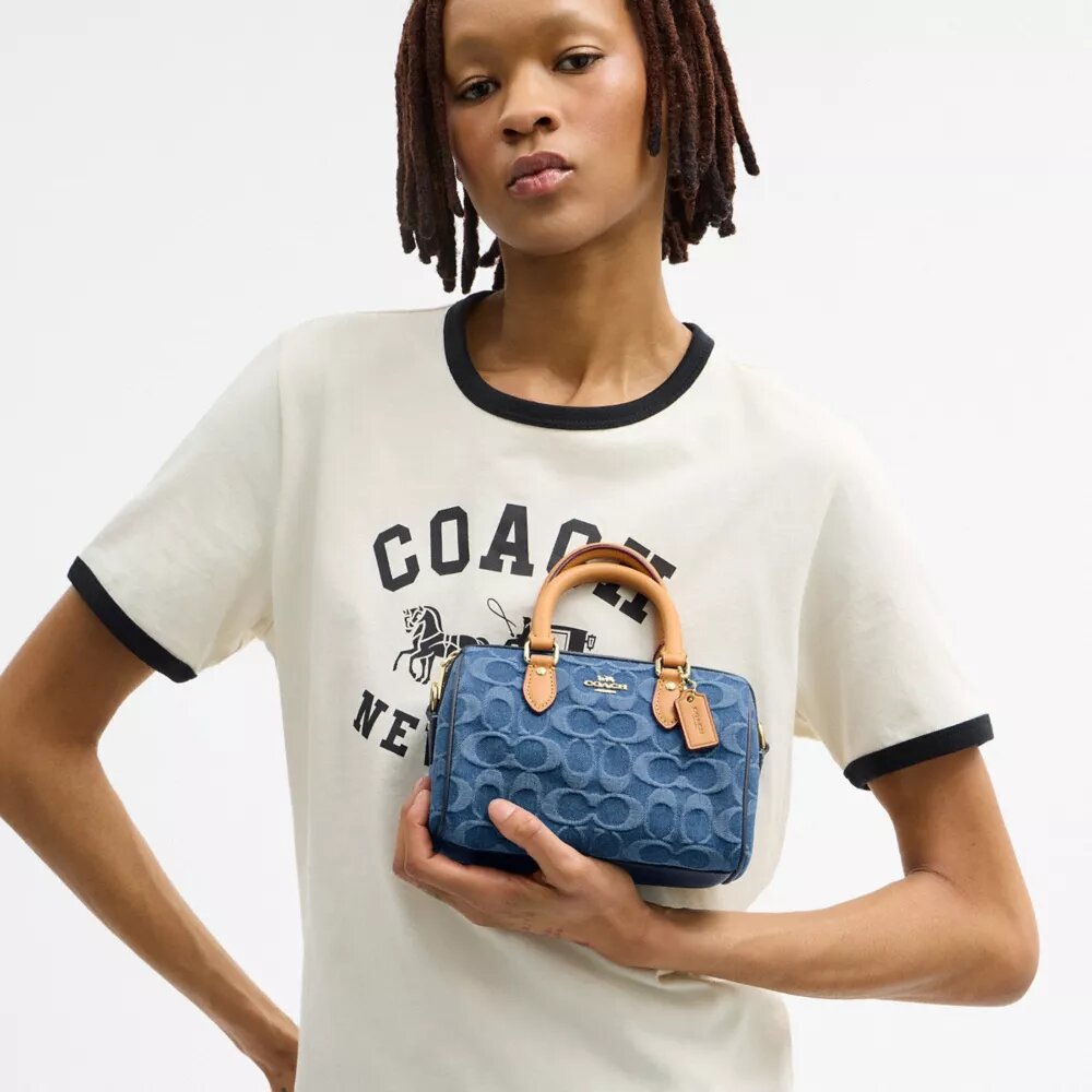 Bolso mini Rowan de bandolera en denim característico