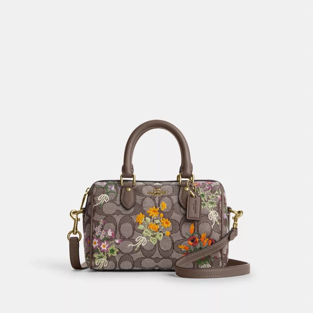 Bolso mini Rowan de bandolera en jacquard exclusivo con bordado floral