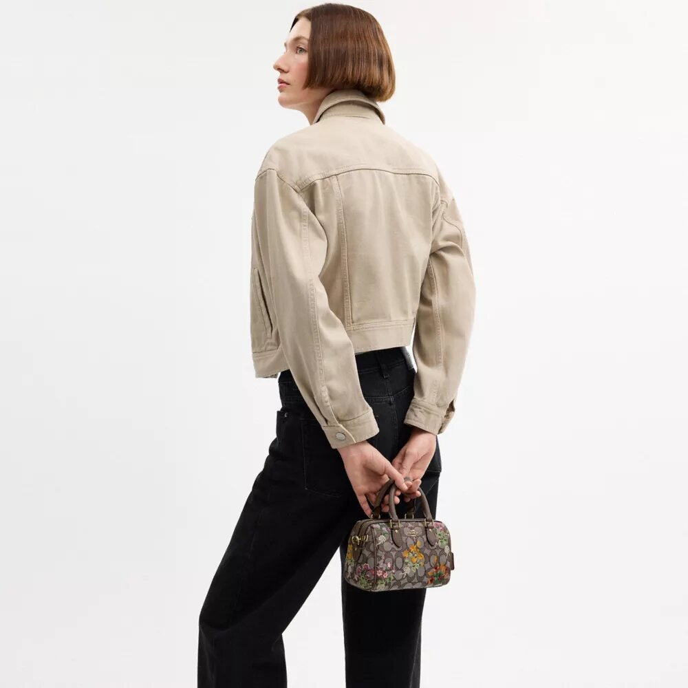 Bolso mini Rowan de bandolera en jacquard exclusivo con bordado floral