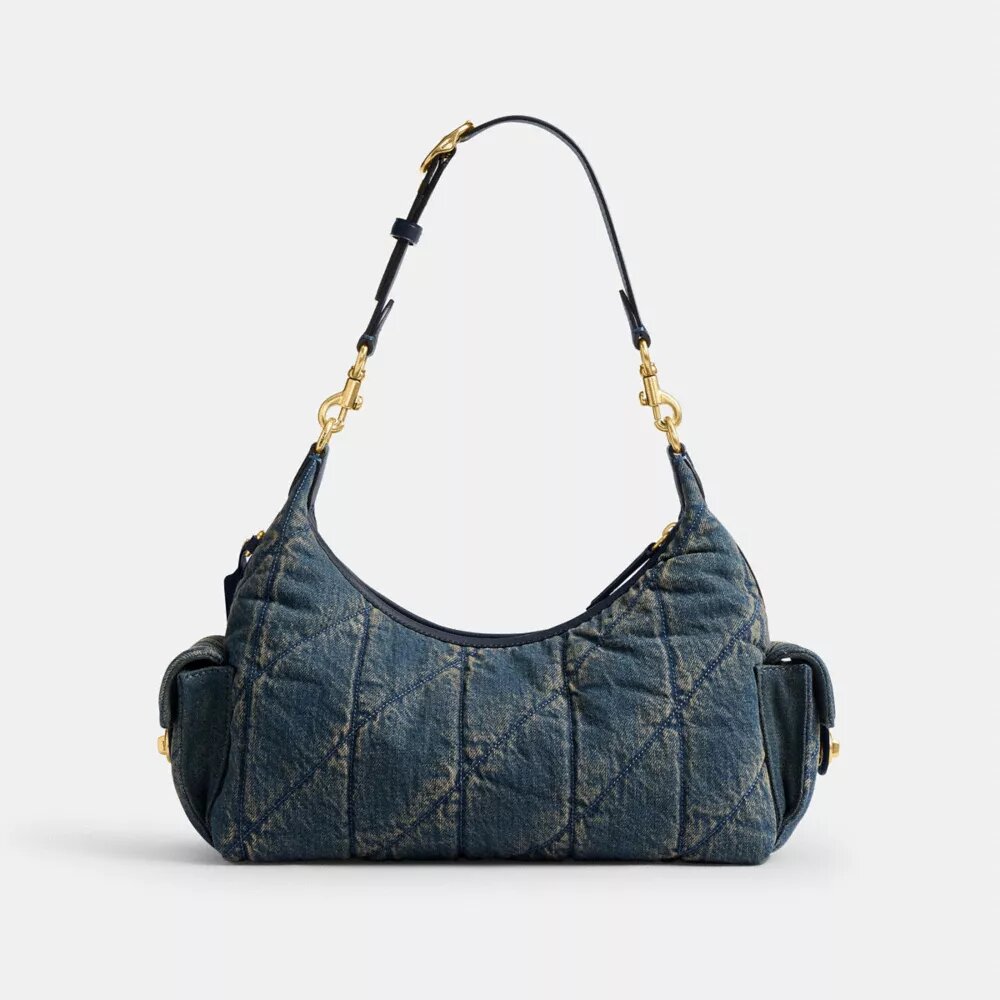 Bolso Pocket Juliet 30 en denim de algodón regenerativo con acolchado