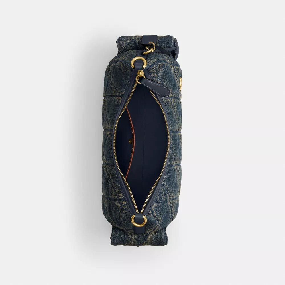 Bolso Pocket Juliet 30 en denim de algodón regenerativo con acolchado