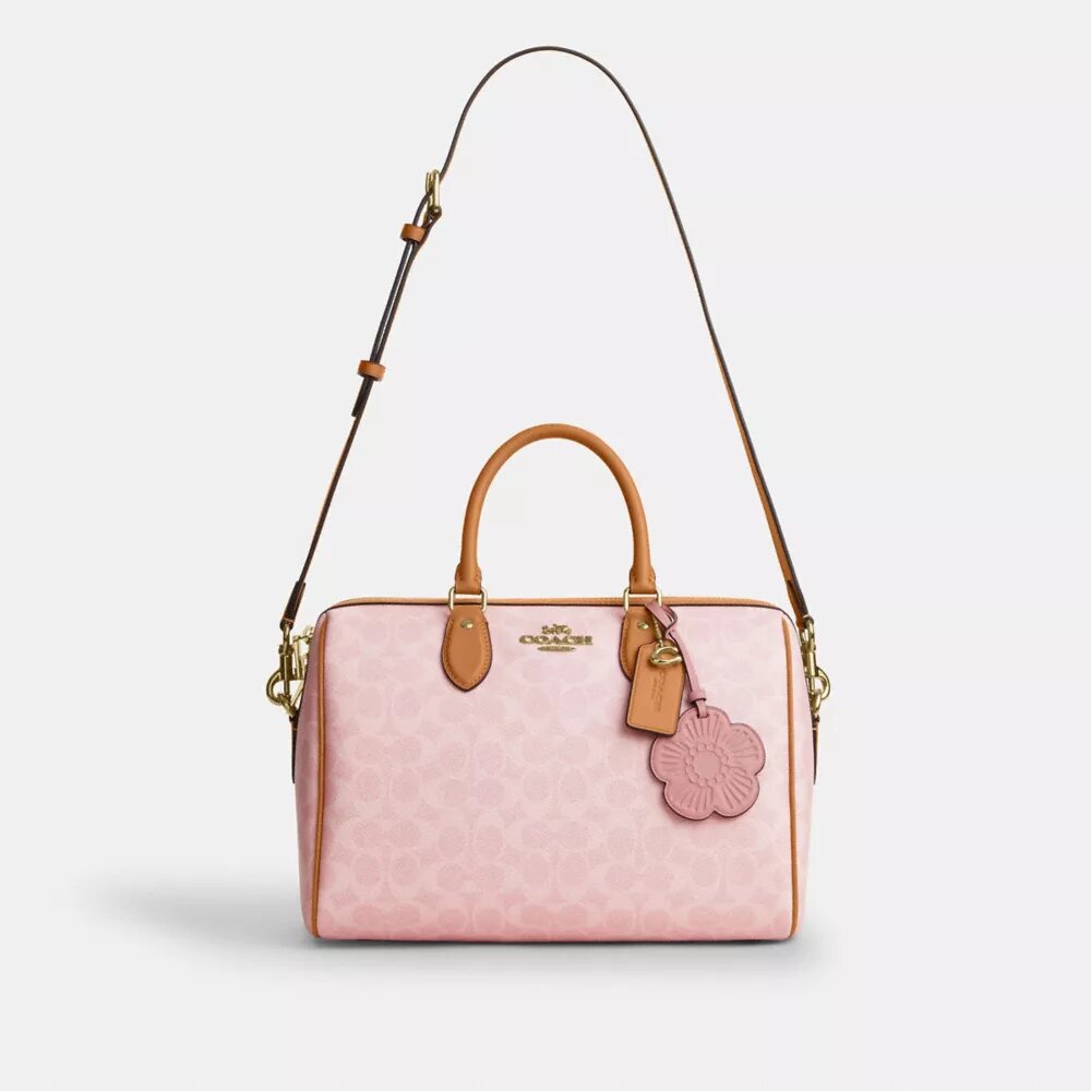 Bolso tipo cartera grande Rowan en Signature Canvas con Charms