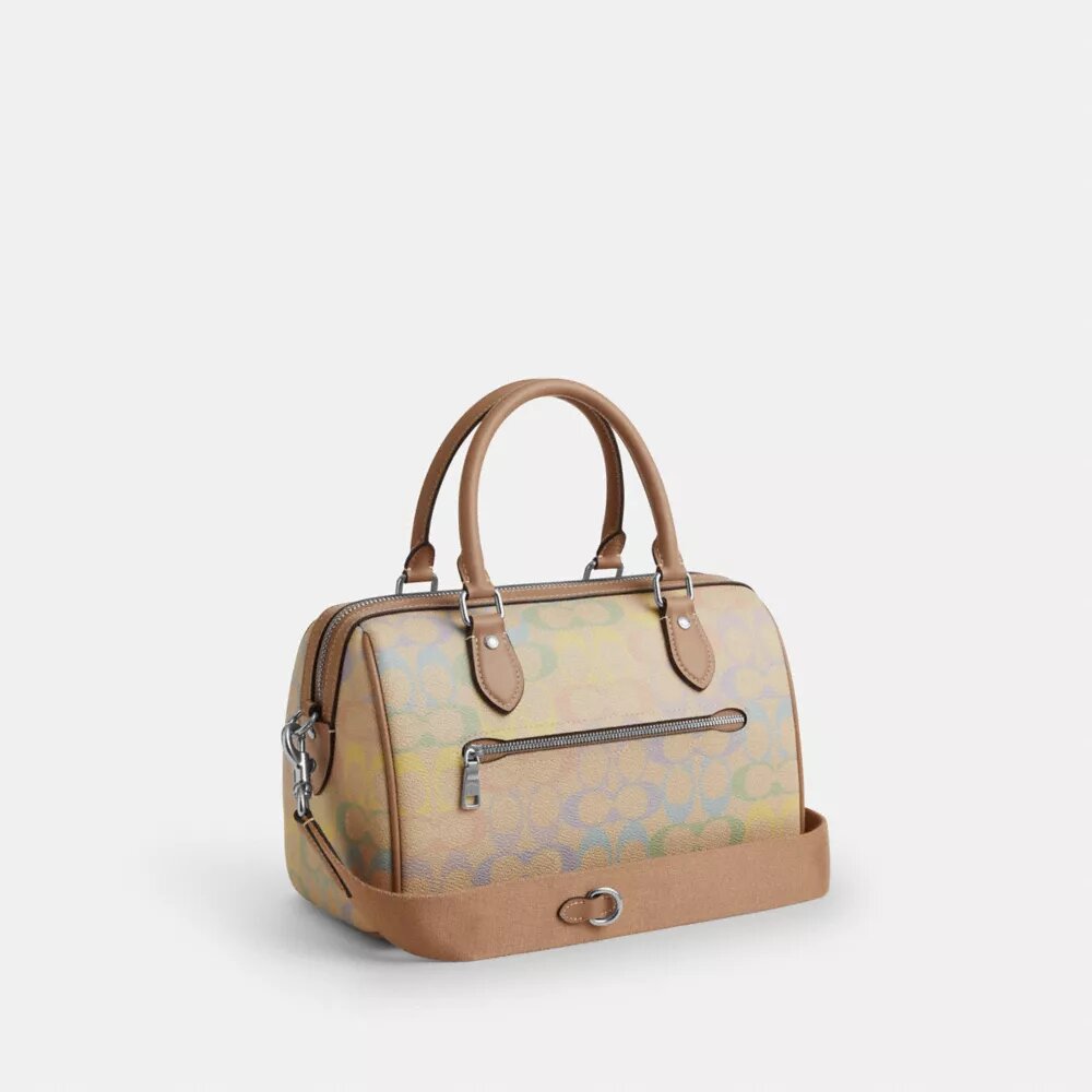 Bolso tipo cartera Rowan en Signature Canvas Rainbow