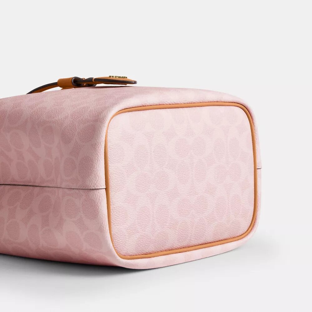 Bolso tipo cubeta Rowan en Signature Canvas con Charms