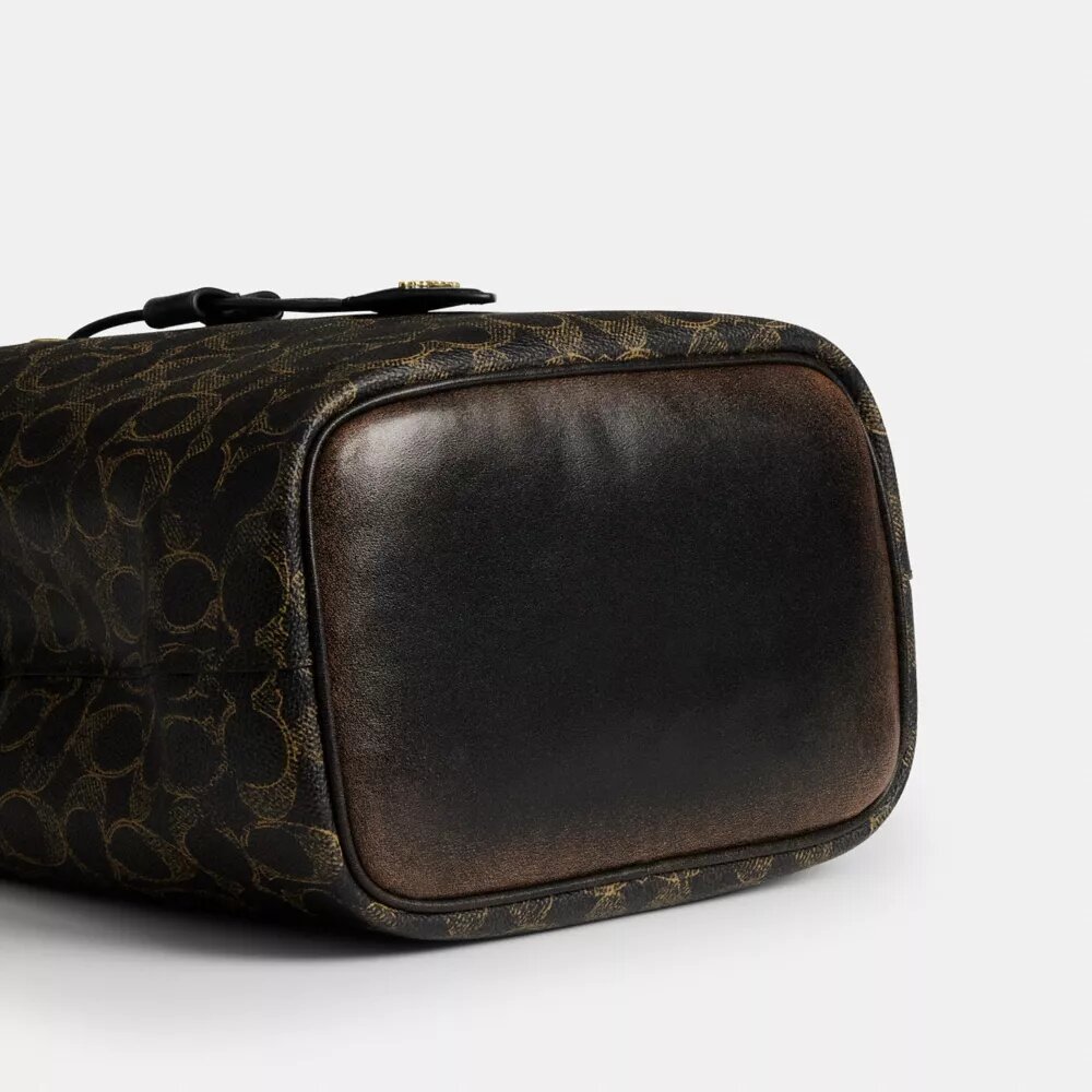 Bolso tipo cubeta Rowan en Signature Canvas con Charms