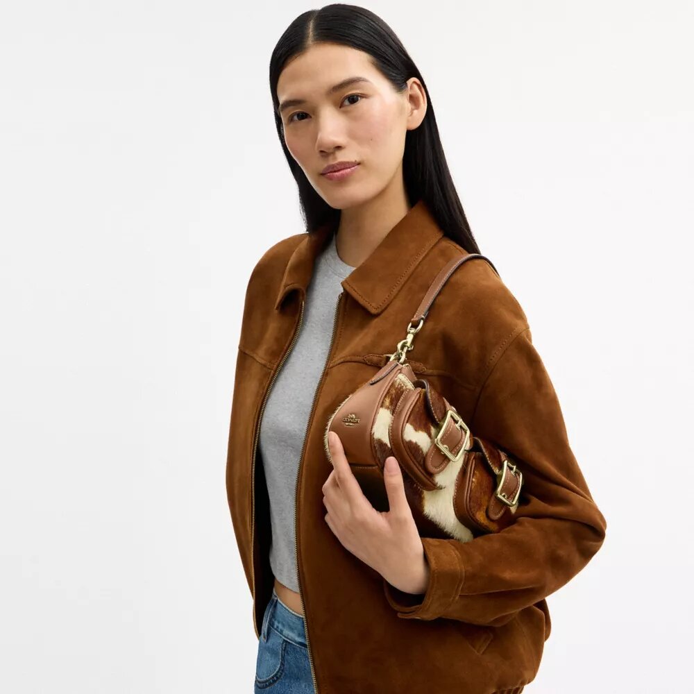 Bolsos de hombro Ashton en piel de cabrito con estampado de vaca