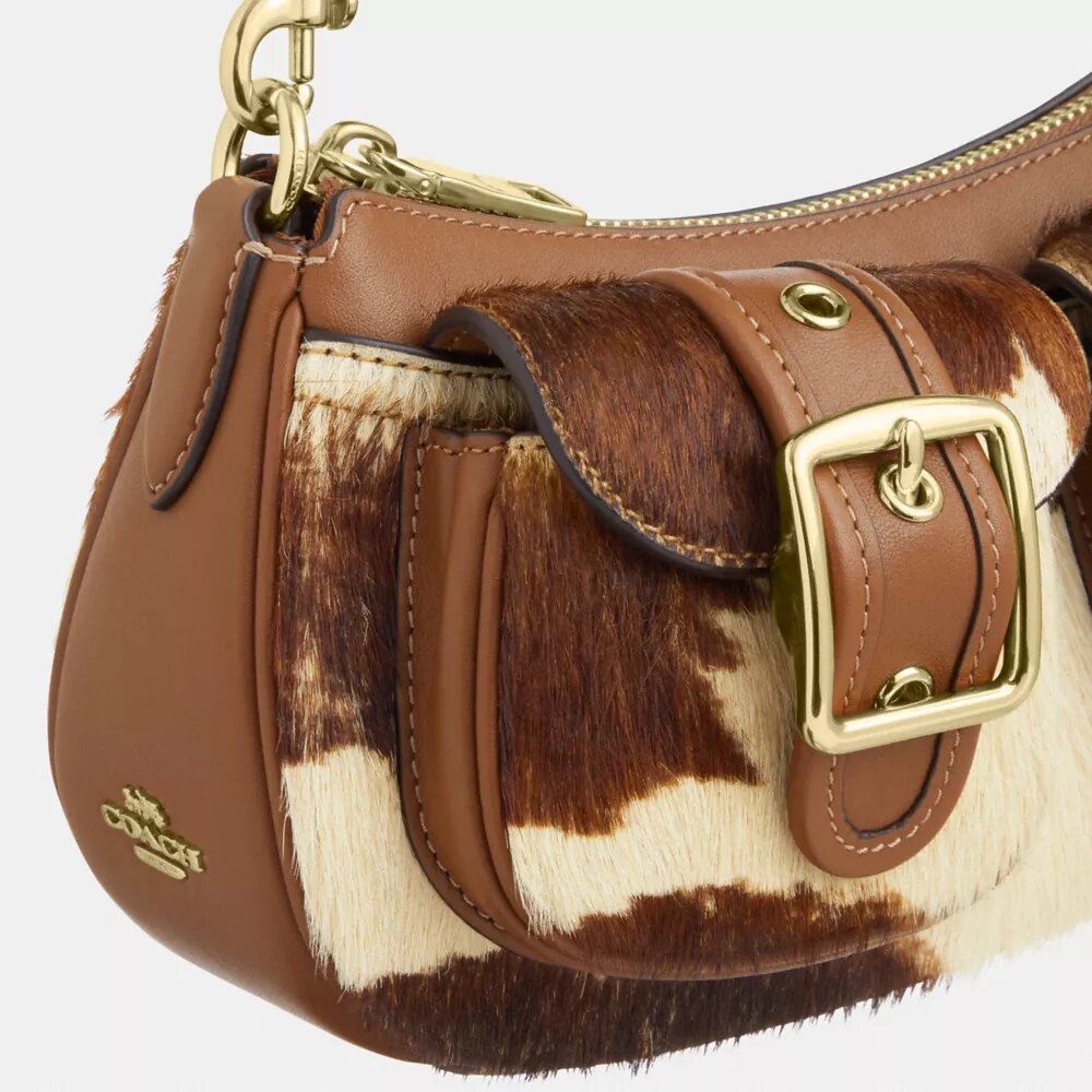Bolsos de hombro Ashton en piel de cabrito con estampado de vaca