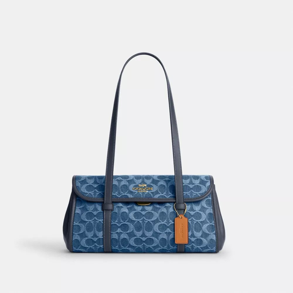 Bolsos de hombro con solapa Bridget en denim característico