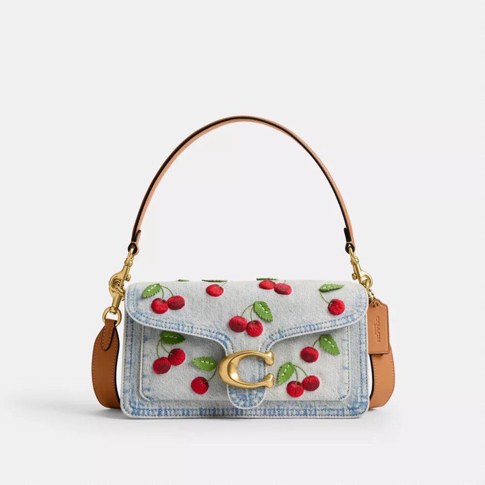 Bolsos de hombro Tabby 26 con bordado de cerezas
