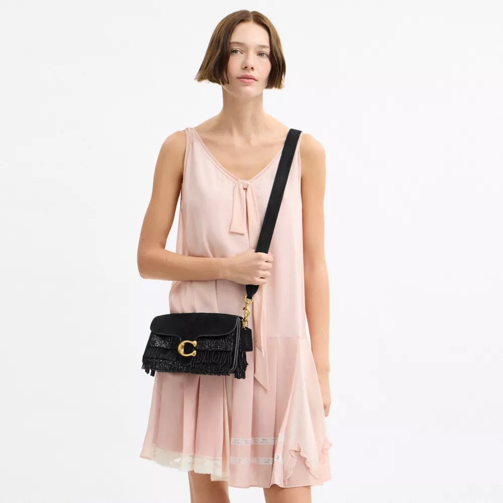Bolsos de hombro Tabby 26 con flecos de cuentas de cristal